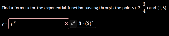 Solved 3 Find a formula for the exponential function passing | Chegg.com