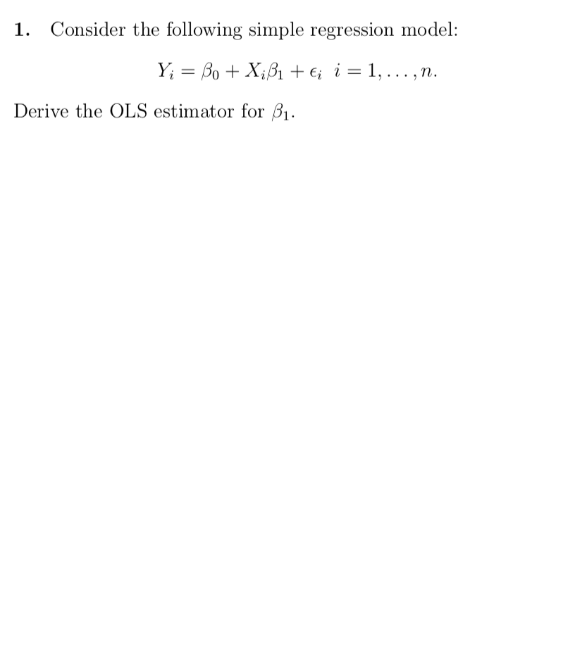 Solved 1 Consider The Following Simple Regression Model Yi Chegg Solved 1 Consider The Following Simple Regression Model Yi Chegg