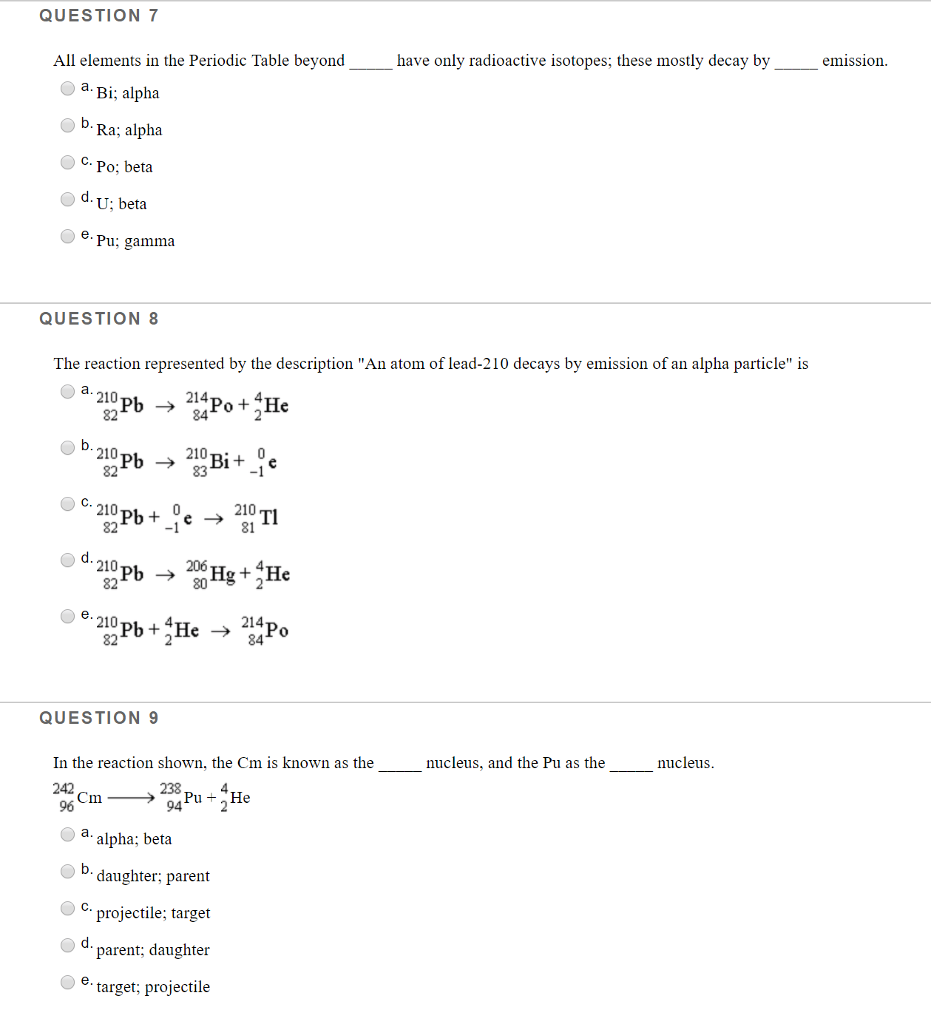 Solved QUESTION 7 All elements in the Periodic Table beyond | Chegg.com