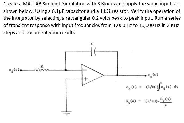 Solved Create a MATLAB Simulink Simulation with S Blocks and | Chegg.com