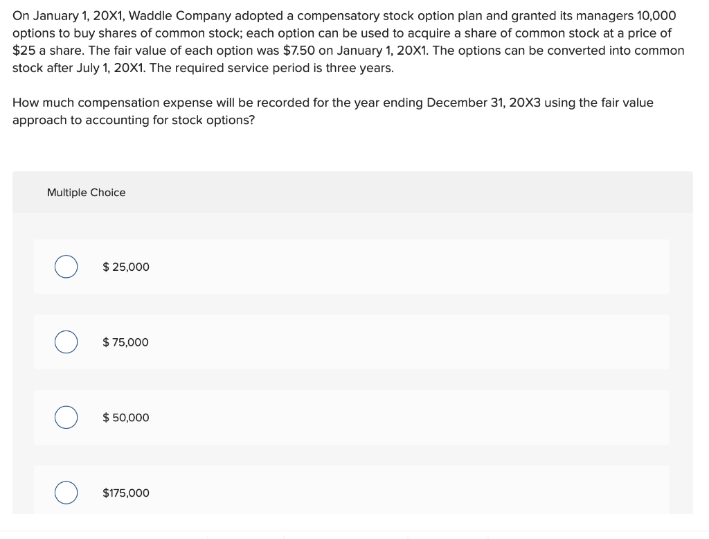 Solved On January 1, 20X1, Waddle Company adopted a | Chegg.com