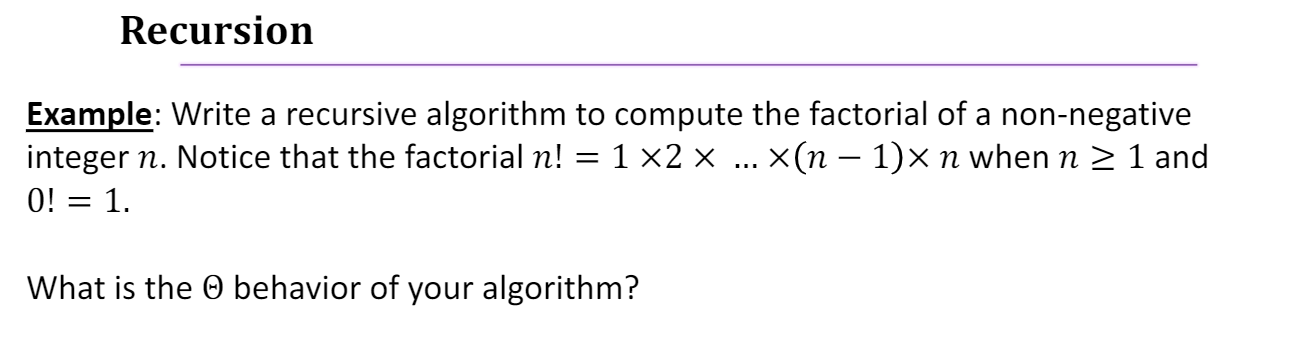 Solved Recursion Example: Write a recursive algorithm to | Chegg.com