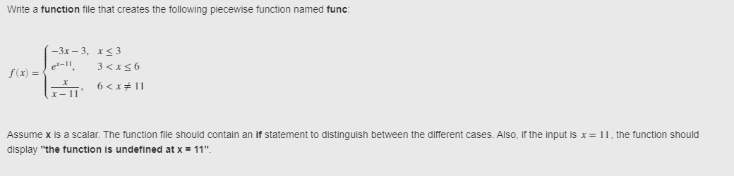 Solved Write a function file that creates the following | Chegg.com