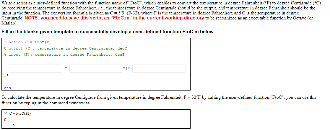 Solved Write a script as a user-defined function with the | Chegg.com