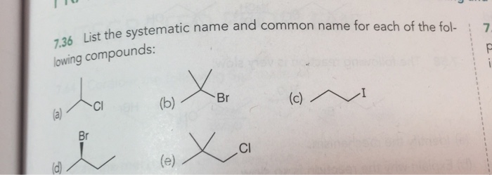 Solved List the systematic name and common name for each of | Chegg.com