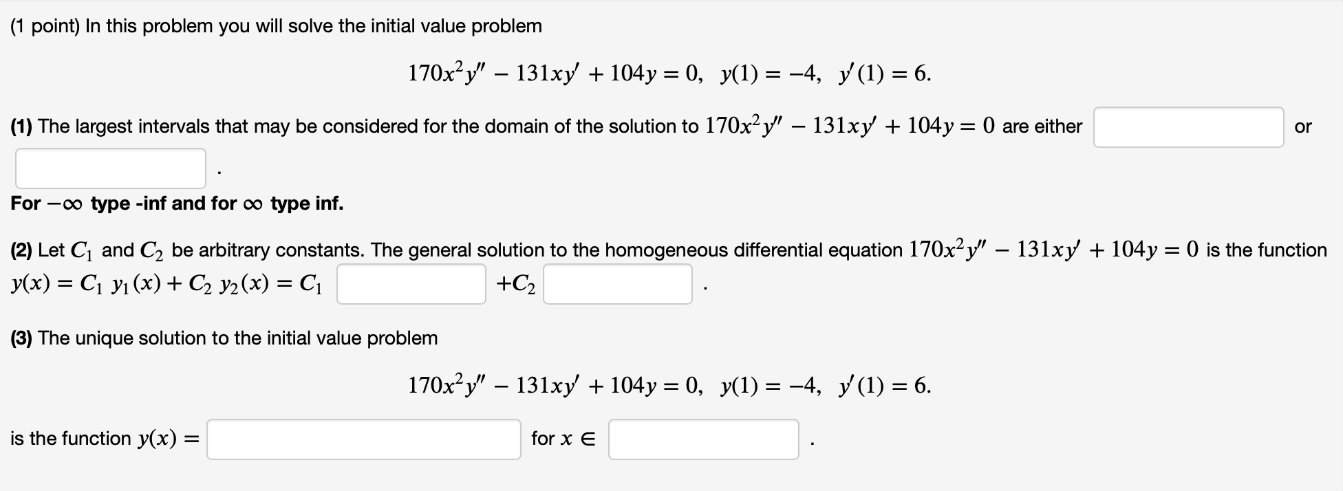Solved (1 point) In this problem you will solve the initial | Chegg.com