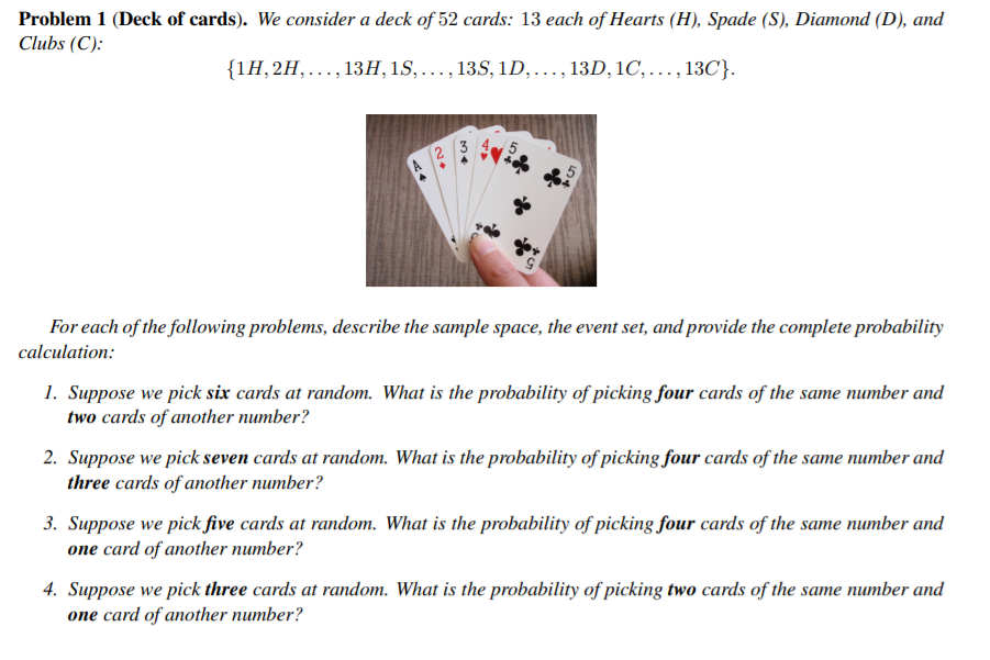 Solved Problem 1 (Deck Of Cards). We Consider A Deck Of 52 | Chegg.com