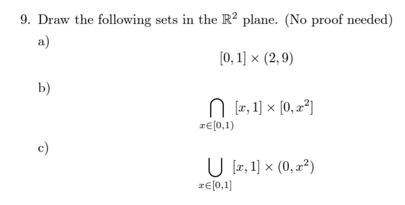 Solved 9. Draw the following sets in the R2 plane. (No proof | Chegg.com