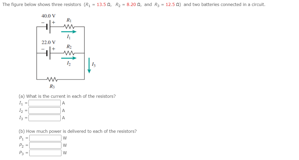 Solved The Figure Below Shows Three Resistors (R1 = 13.5 Ω, | Chegg.com