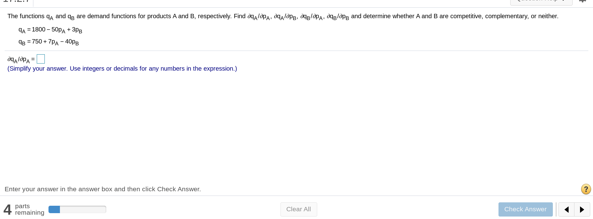 Solved The Functions (A And QB Are Demand Functions For | Chegg.com