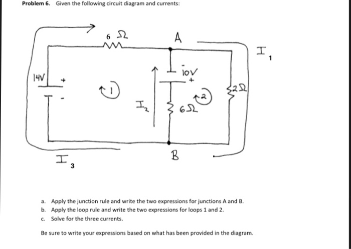 Solved Given the following circuit diagram and currents: a. | Chegg.com