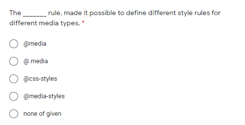 Solved The rule, made it possible to define different style | Chegg.com