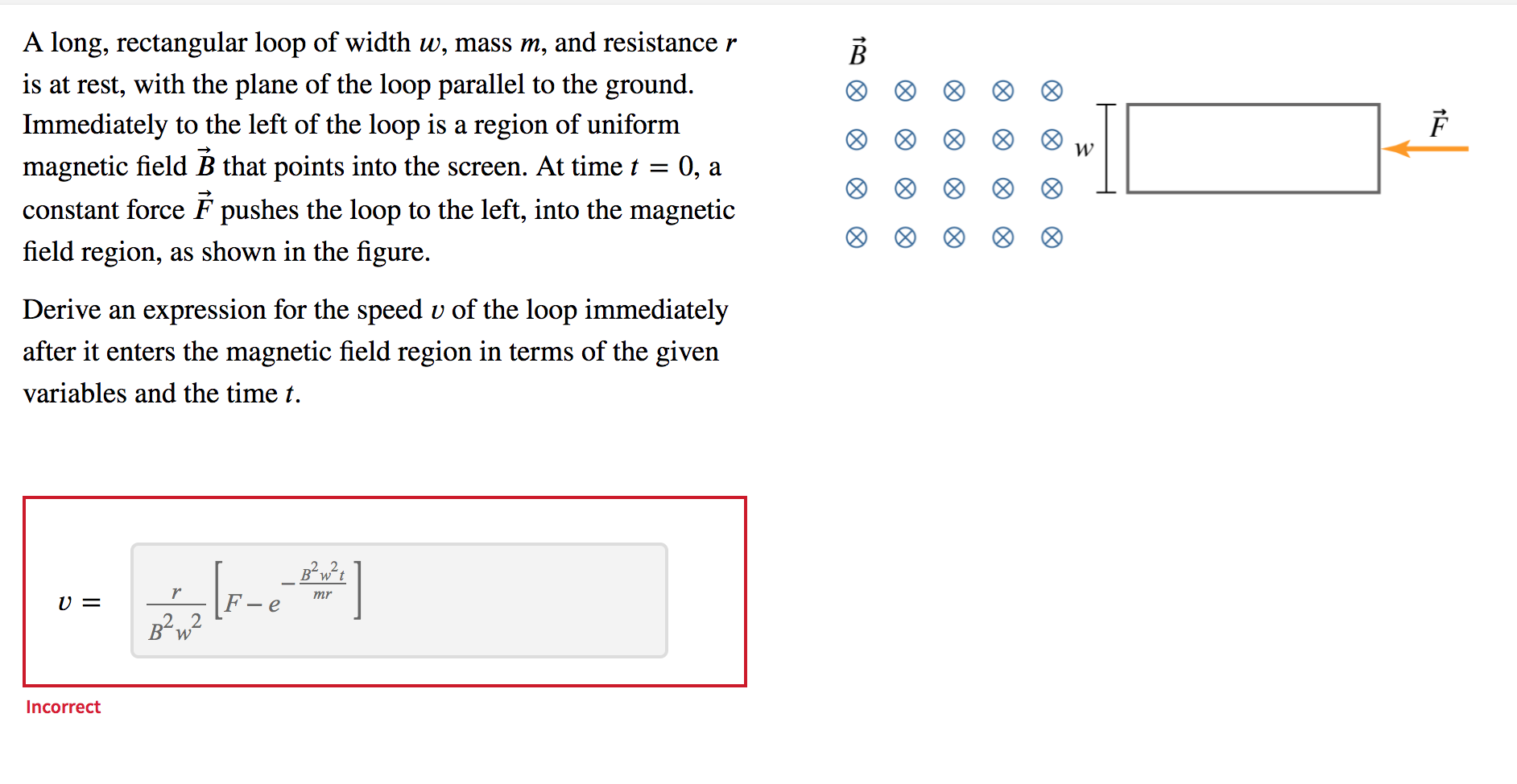 Solved A Long Rectangular Loop Of Width 𝑤 Mass 𝑚 Chegg Com