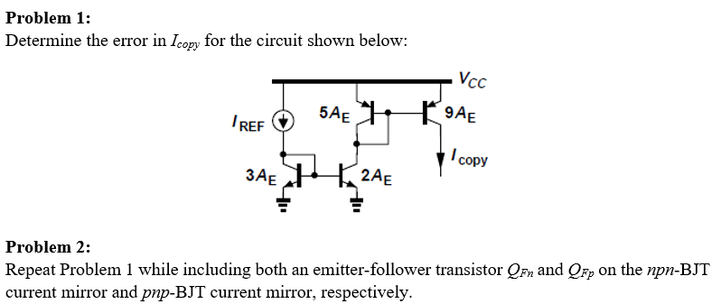 Solved Problem 1: Determine the error in Icopy for the | Chegg.com