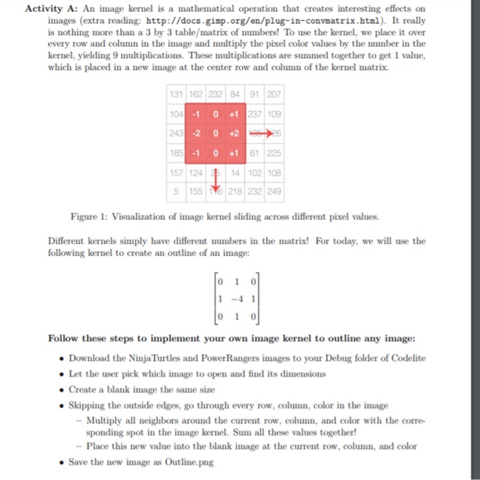 Activity A: An image kernel is a mathematical | Chegg.com