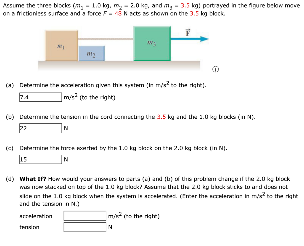 Solved Assume The Three Blocks (m1=1.0 Kg,m2=2.0 Kg, And | Chegg.com