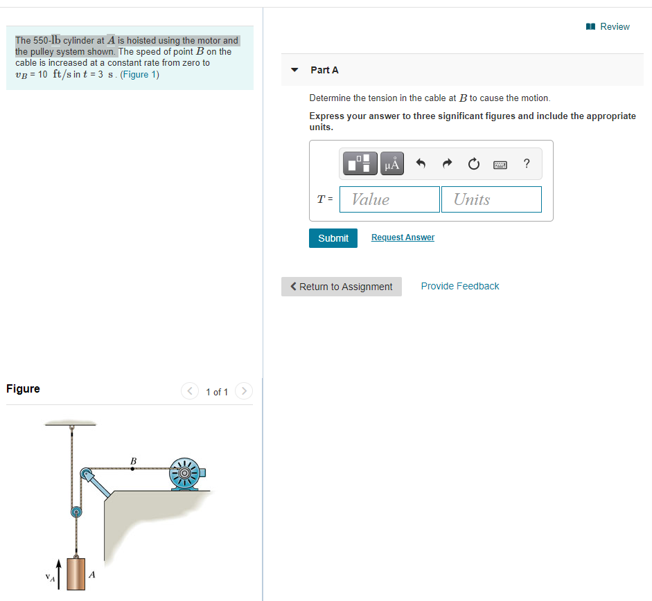 Solved Review The 550-1b cylinder at A is hoisted using the | Chegg.com