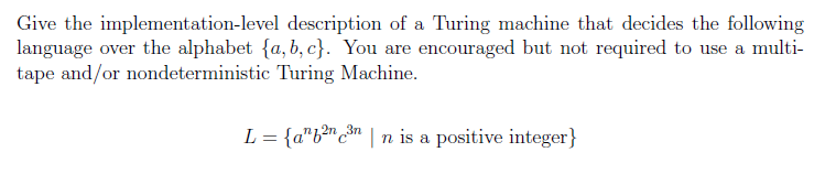 Give The Implementation-level Description Of A Turing | Chegg.com