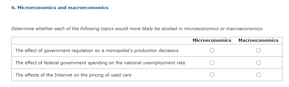 solved 6 microeconomics and macroeconomics determine whe chegg com chegg