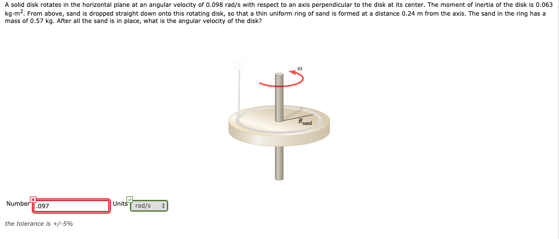 Solved A solid disk rotates in the horizontal plane at an | Chegg.com