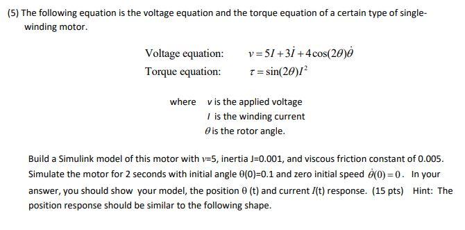 Solved (5) The following equation is the voltage equation | Chegg.com