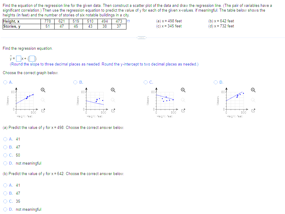 Solved Find the equation of the regression line for the | Chegg.com