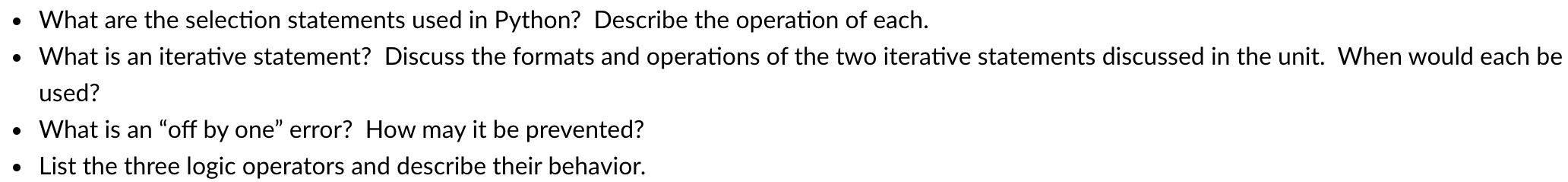 Solved • What are the selection statements used in Python? | Chegg.com
