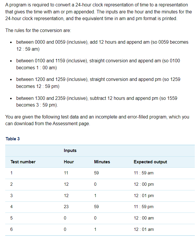 Convert 12 clearance hours 00 minutes