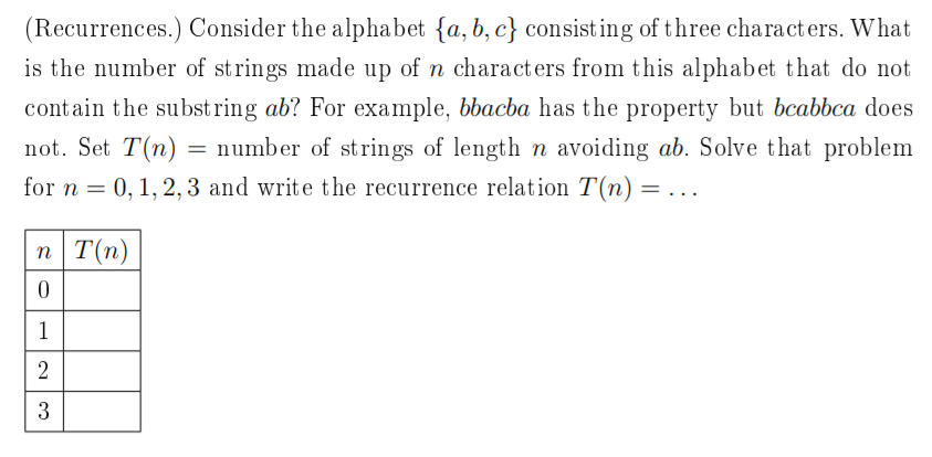 Solved (Recurrences) Consider The Alphabet {a, B, C} | Chegg.com