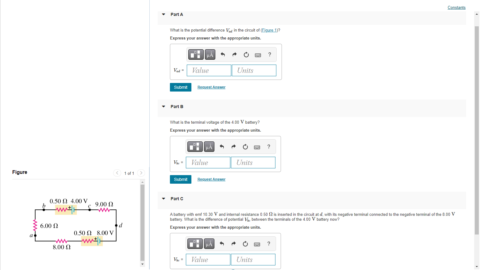 Solved What is the potential difference Vad in the circuit
