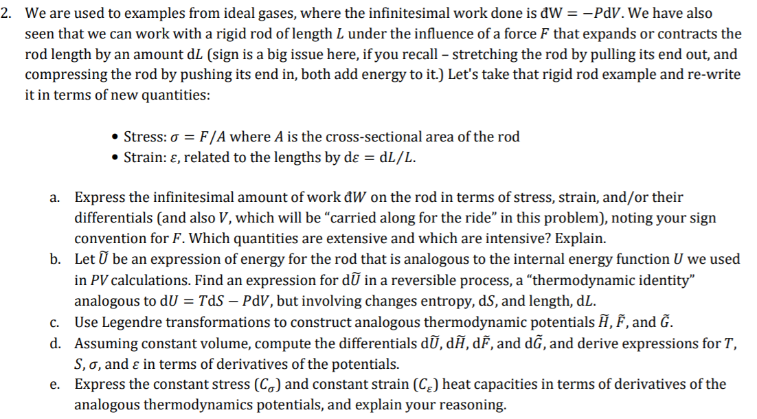 2. We are used to examples from ideal gases, where | Chegg.com