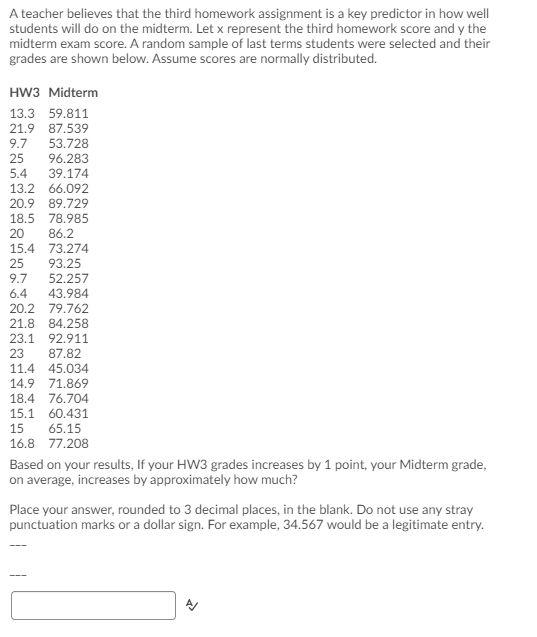 Solved A teacher believes that the third homework assignment | Chegg.com