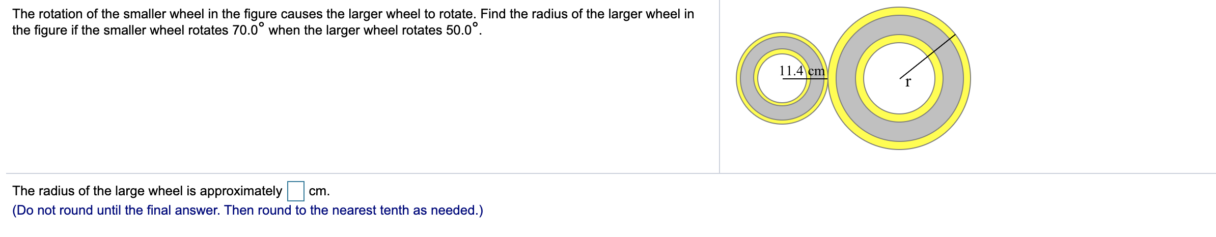 Solved The rotation of the smaller wheel in the figure | Chegg.com