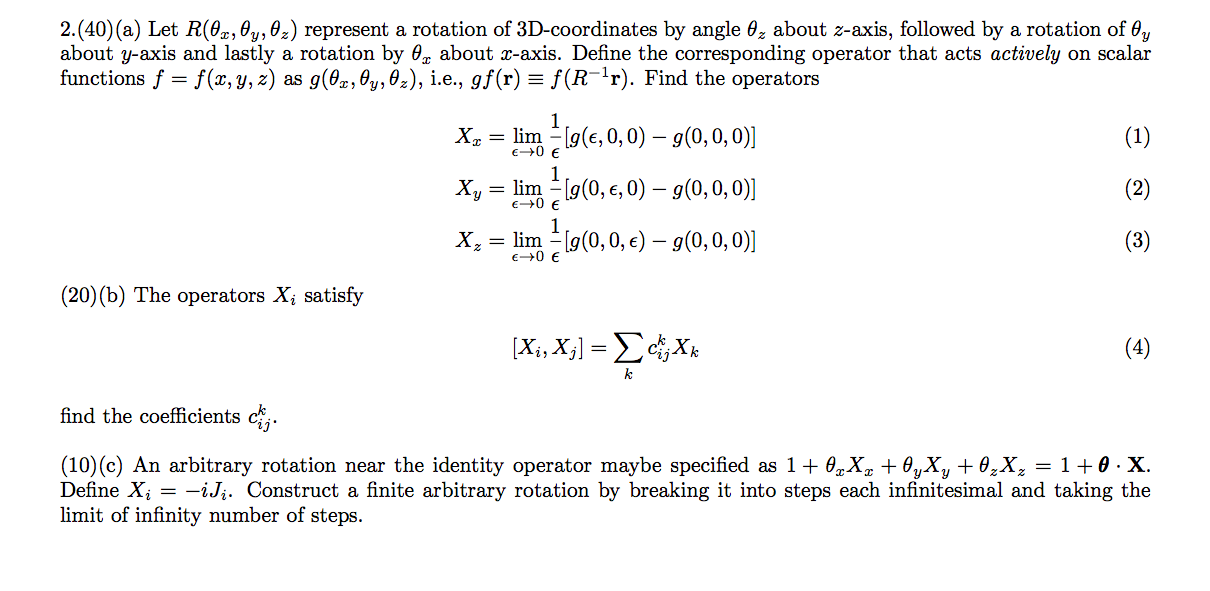 Solved 2.(40)(a) Let R(θx,θy,θz) Represent A Rotation Of 