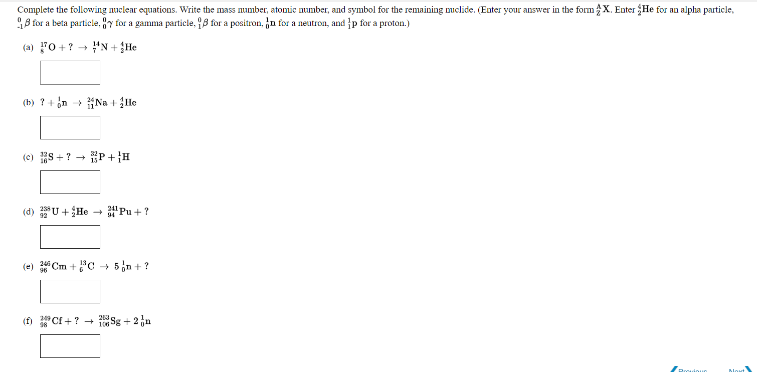 Solved Complete The Following Nuclear Equations. Write The | Chegg.com