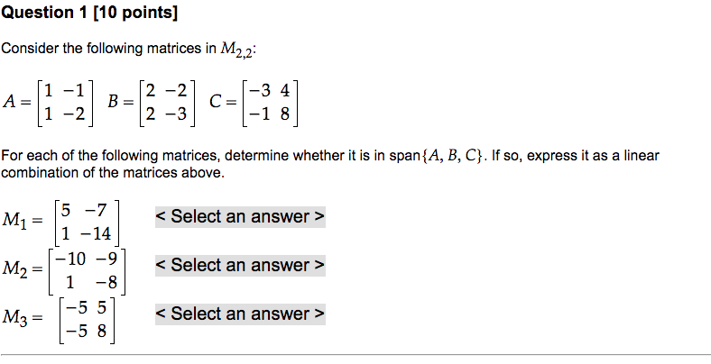Solved Question 1 (10 points] Consider the following | Chegg.com