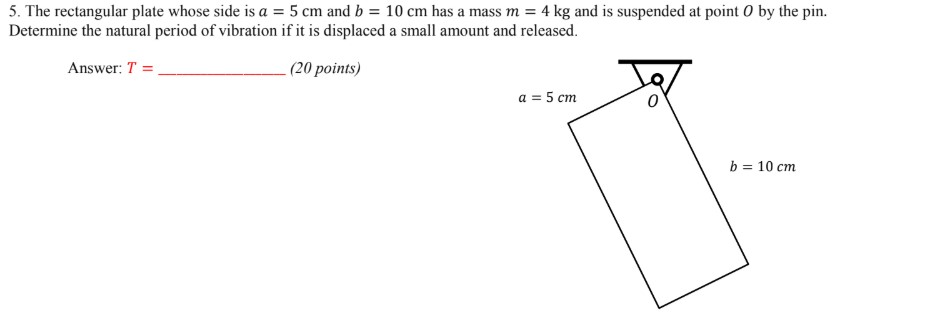 Solved 5. The rectangular plate whose side is a 5 cm and b