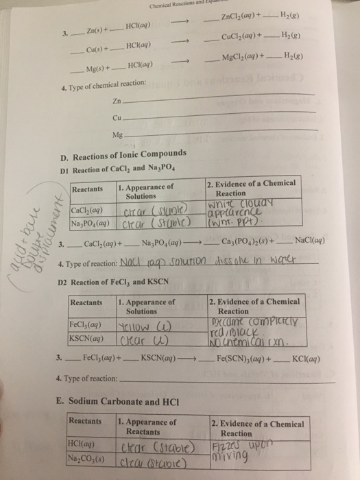 Solved Chemical Reactions and -. MgC12(aq) +-H2(g) 4. Type | Chegg.com