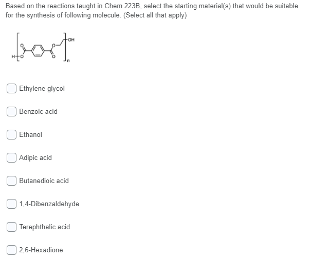 Solved Based On The Reactions Taught In Chem 223B, Select | Chegg.com