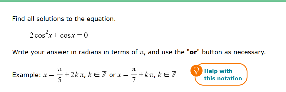find all solutions to the equation cos2x 2 cos x 1 0