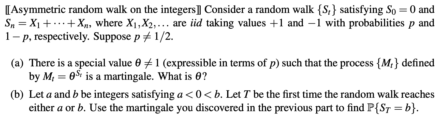 [Asymmetric random walk on the integers] Consider a | Chegg.com