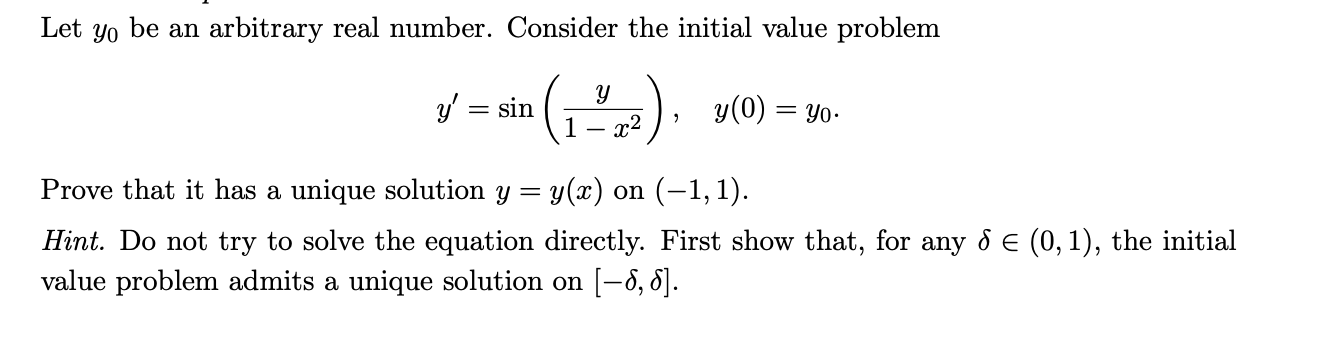 Solved Let Yo be an arbitrary real number. Consider the | Chegg.com