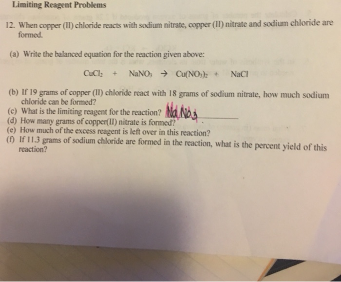 Solved Limiting Reagent Problems 12. When copper (II)