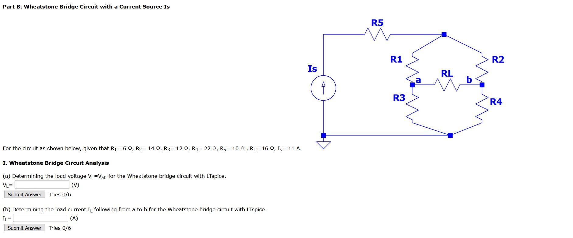 Solved Part B. Wheatstone Bridge Circuit With A Current | Chegg.com