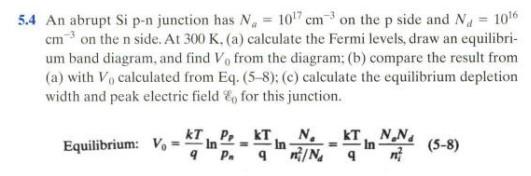 Solved 5.4 An abrupt Si p-n junction has Na=1017 cm−3 on the | Chegg.com