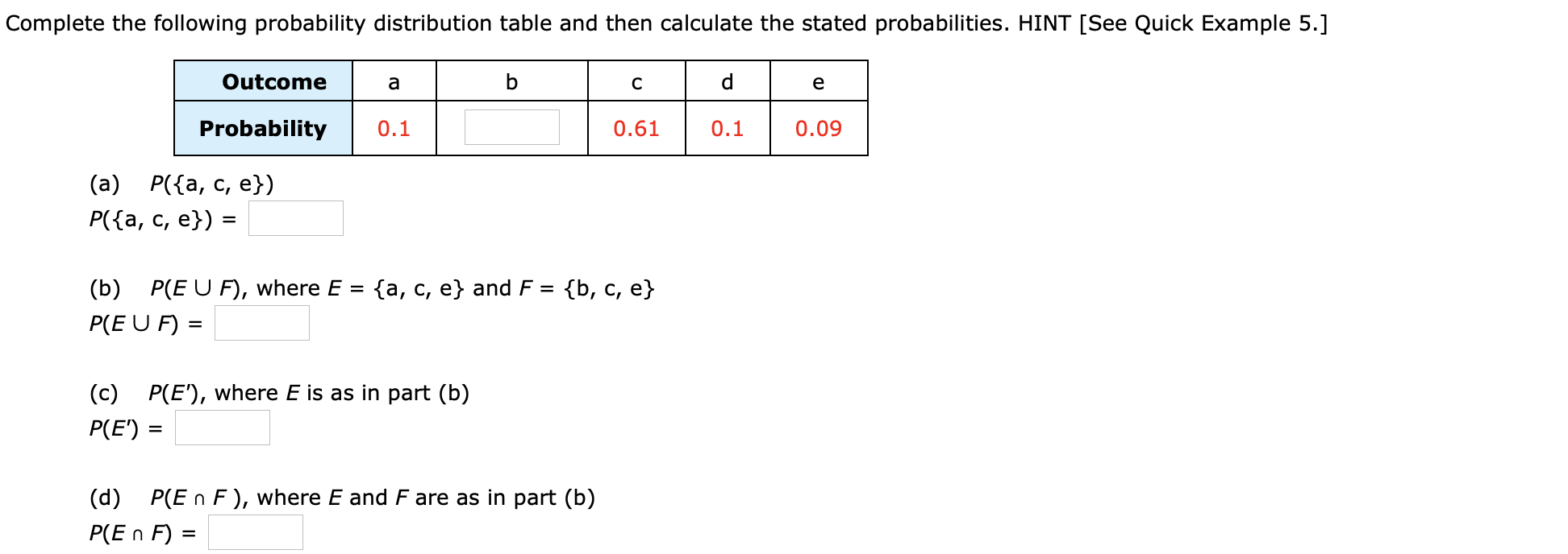 Solved Complete The Following Probability Distribution Table | Chegg.com