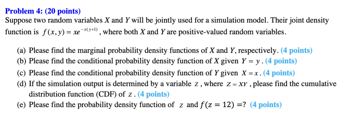 Solved Problem 4 20 Points Suppose Two Random Variables X 5647