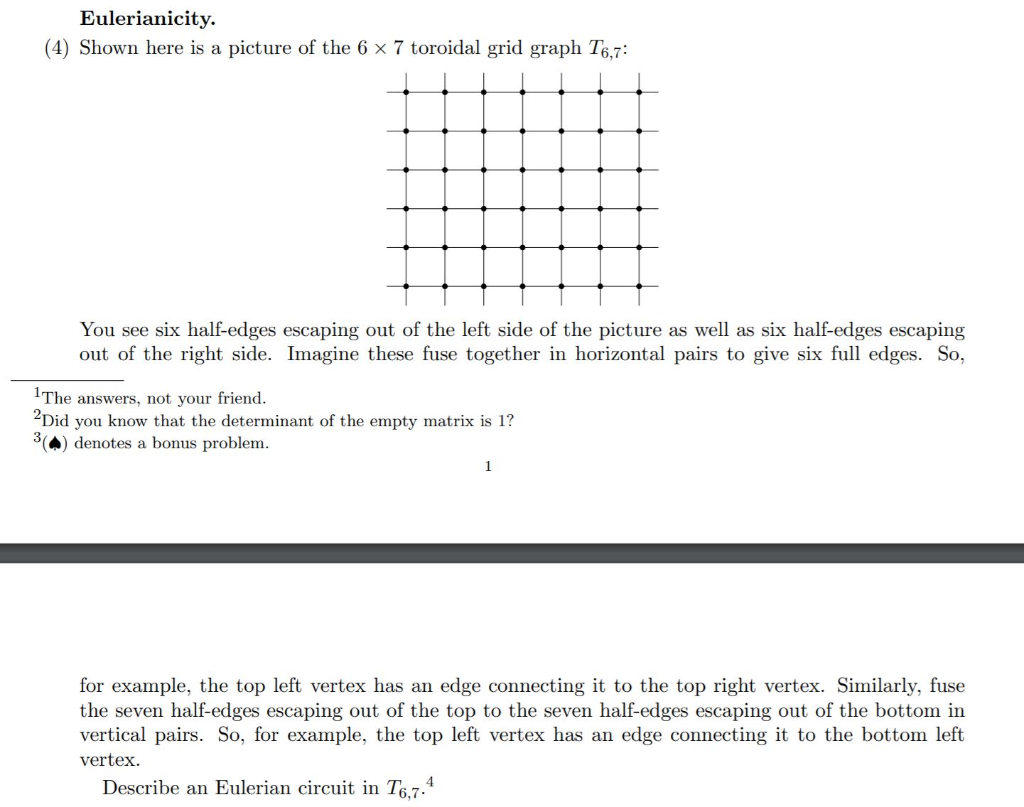 Solved Eulerianicity. (4) Shown here is a picture of the 6 x | Chegg.com