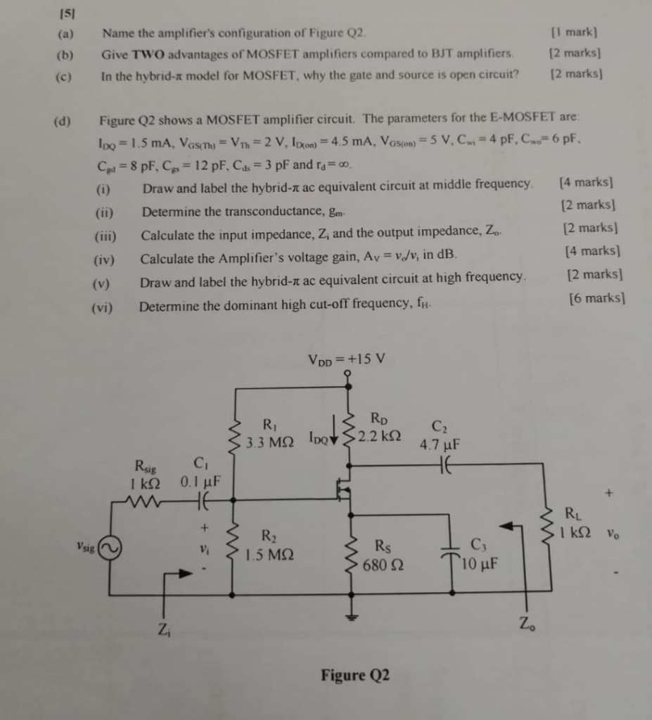 Solved 151 (a) Name the amplifier's configuration of Figure