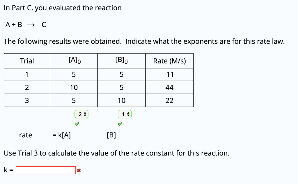 Solved In Part C, you evaluated the reaction С А +В —} The | Chegg.com